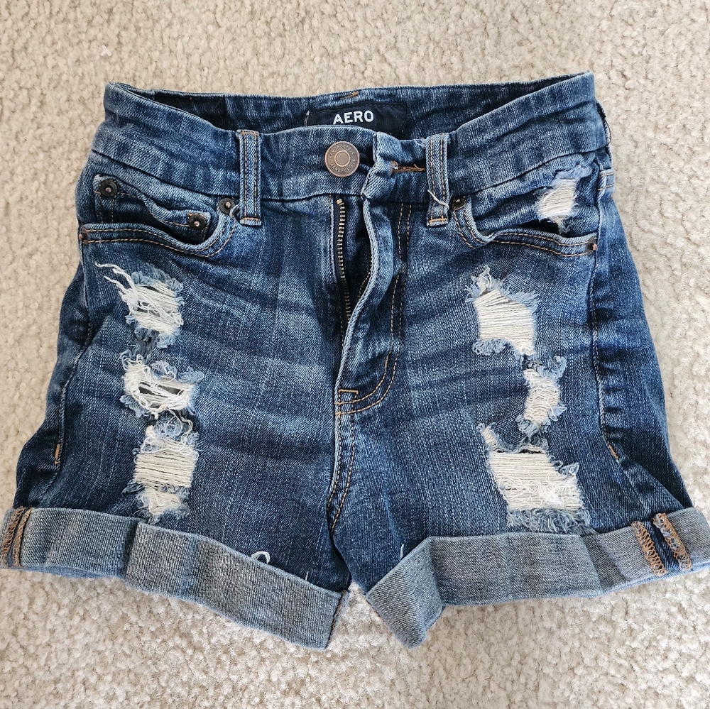 Aeropostale Blue Distressed Jean Shorts